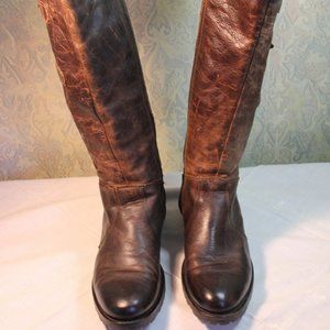 Ladies Brown Oiled Leather Boots by Greenwich Village